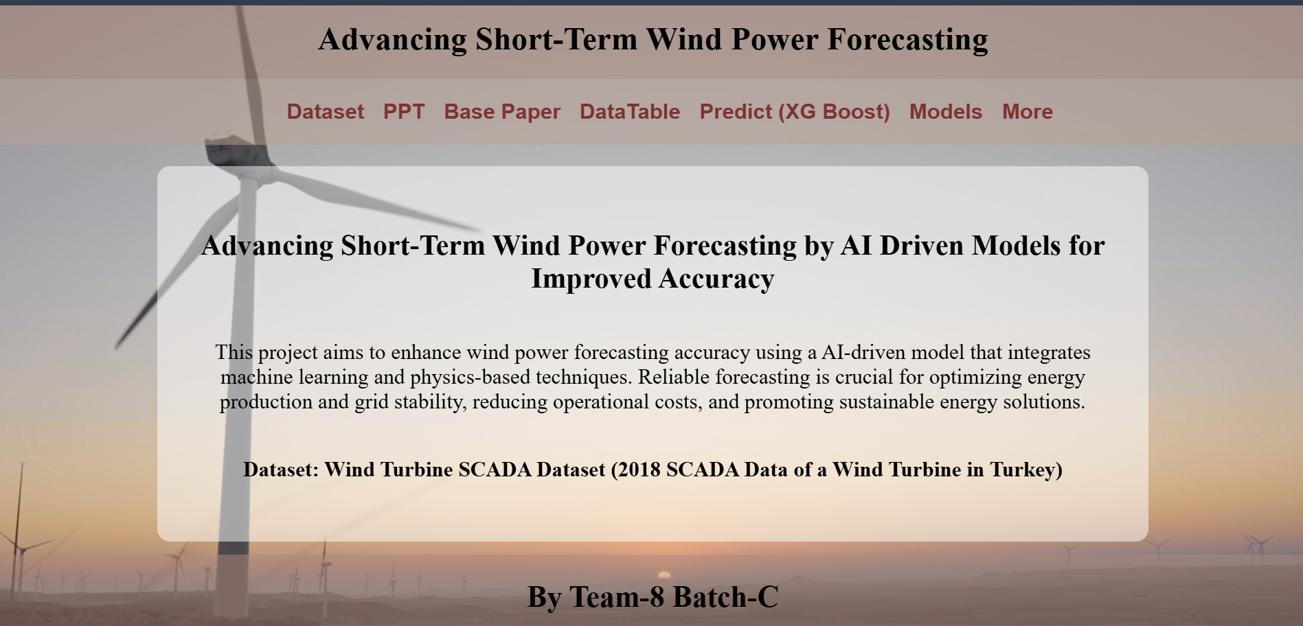 Wind energy prediction demo